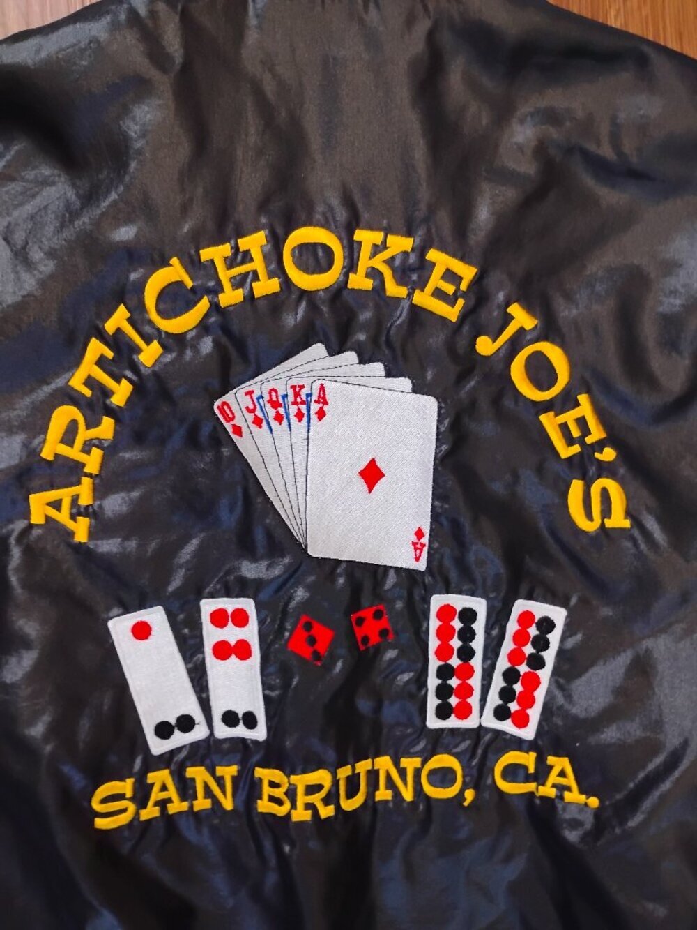 Vintage Artichoke Joe's Casino Satin Bomber Jacket